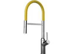 VIZIO Wasserhahn Küchenarmatur BOD mit 360° Schwenkbarem Auslauf Abnehmbare 2 Strahl Handbrause Verchromt Gelb