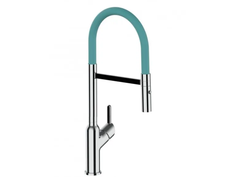 VIZIO Wasserhahn Küchenarmatur BOD mit 360° Schwenkbarem Auslauf Abnehmbare 2 Strahl Handbrause Verchromt Türkis