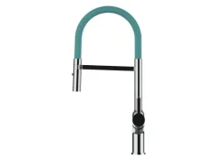 VIZIO Wasserhahn Küchenarmatur BOD mit 360° Schwenkbarem Auslauf Abnehmbare 2 Strahl Handbrause Verchromt Türkis