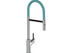 VIZIO Wasserhahn Küchenarmatur BOD mit 360° Schwenkbarem Auslauf Abnehmbare 2 Strahl Handbrause Verchromt Türkis