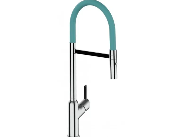 VIZIO Wasserhahn Küchenarmatur BOD mit 360° Schwenkbarem Auslauf Abnehmbare 2 Strahl Handbrause Verchromt Türkis