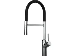 VIZIO Wasserhahn Küchenarmatur BOD mit 360° Schwenkbarem Auslauf Abnehmbare 2 Strahl Handbrause Verchromt Schwarz