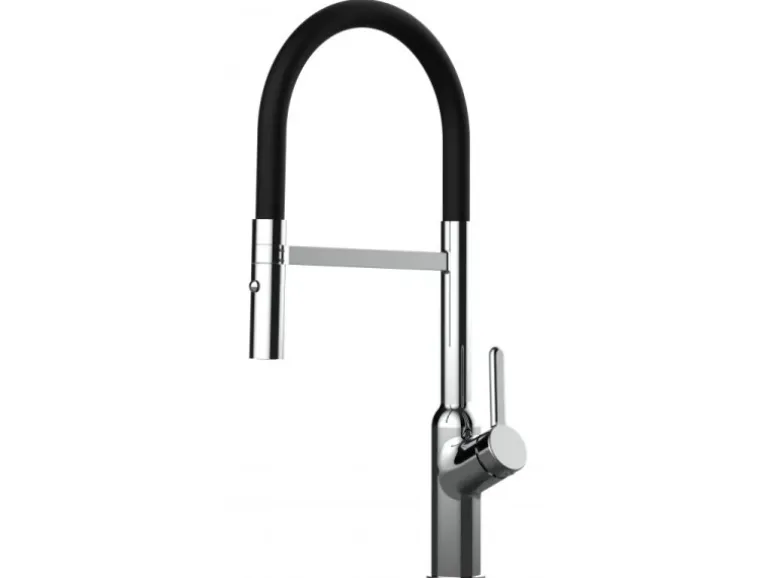VIZIO Wasserhahn Küchenarmatur BOD mit 360° Schwenkbarem Auslauf Abnehmbare 2 Strahl Handbrause Verchromt Schwarz