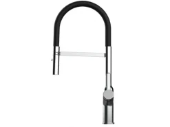 VIZIO Wasserhahn Küchenarmatur BOD mit 360° Schwenkbarem Auslauf Abnehmbare 2 Strahl Handbrause Verchromt Schwarz