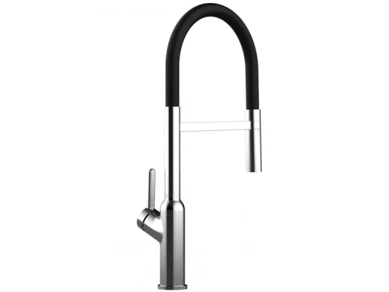 VIZIO Wasserhahn Küchenarmatur BOD mit 360° Schwenkbarem Auslauf Abnehmbare 2 Strahl Handbrause Verchromt Schwarz