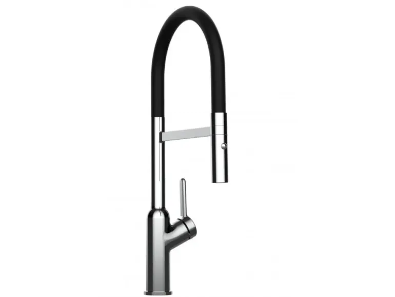 VIZIO Wasserhahn Küchenarmatur BOD mit 360° Schwenkbarem Auslauf Abnehmbare 2 Strahl Handbrause Verchromt Schwarz