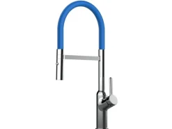 VIZIO Wasserhahn Küchenarmatur BOD mit 360° Schwenkbarem Auslauf Abnehmbare 2 Strahl Handbrause Verchromt Blau