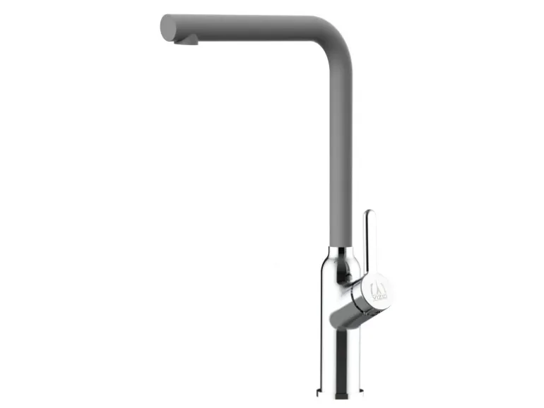 VIZIO Wasserhahn Küchenarmatur BOD mit 360° Schwenkbarem L Auslauf Verchromt Zement Granit