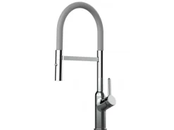 VIZIO Wasserhahn Küchenarmatur BOD mit 360° Schwenkbarem Auslauf Abnehmbare 2 Strahl Handbrause Verchromt Grau