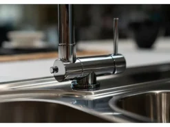 VIZIO Wasserhahn Vorfenster Küchenarmatur Umklappbar 45 CM mit 360° Schwenkbarem Auslauf Abnehmbare 2 Strahl Handbrause Verchromt   Türkis