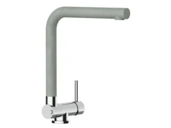 VIZIO Wasserhahn Vorfenster Küchenarmatur Umklappbar 45 CM mit 360° Schwenkbarem L Auslauf Verchromt Zement Granit