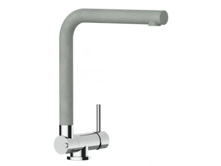 VIZIO Wasserhahn Vorfenster Küchenarmatur Umklappbar 45 CM mit 360° Schwenkbarem L Auslauf Verchromt Zement Granit
