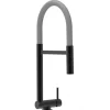 VIZIO Wasserhahn Vorfenster Küchenarmatur Umklappbar 45 CM mit 360° Schwenkbarem Auslauf Abnehmbare 2 Strahl Handbrause Schwarz Matt   Grau