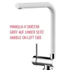 VIZIO Wasserhahn Vorfenster Küchenarmatur Umklappbar 6 CM LINKER HEBEL mit 360° Schwenkbarem L Auslauf Verchromt   Weiß Granit