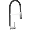 VIZIO Wasserhahn Vorfenster Küchenarmatur Umklappbar 6 CM mit 360° Schwenkbarem Auslauf Abnehmbare 2 Strahl Handbrause Verchromt   Schwarz