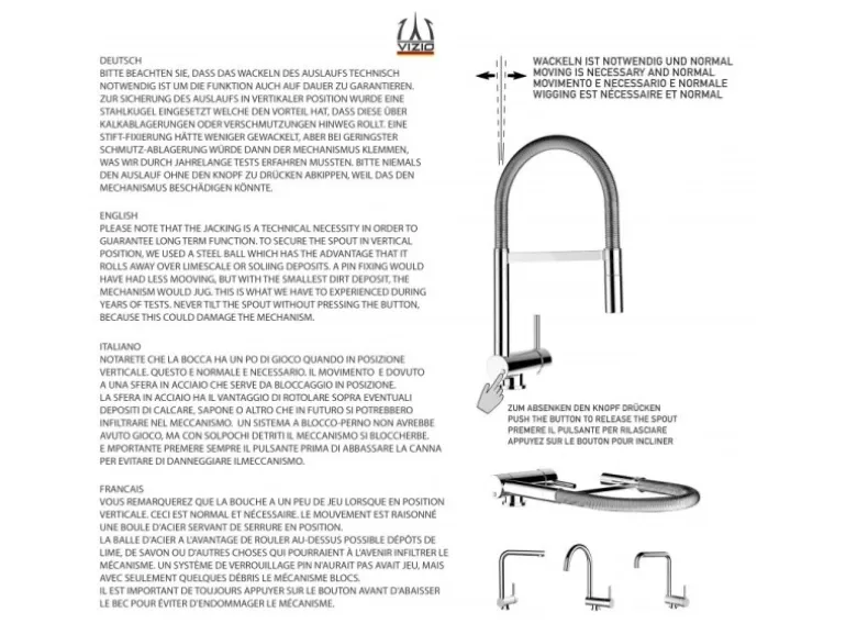 VIZIO Wasserhahn Vorfenster Küchenarmatur Umklappbar 6 CM mit 360° Schwenkbarem Auslauf Abnehmbare 2 Strahl Handbrause Verchromt Schwarz