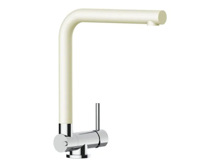 VIZIO Wasserhahn Vorfenster Küchenarmatur Umklappbar 45 CM mit 360° Schwenkbarem L Auslauf Verchromt Sand Beige