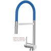 VIZIO Wasserhahn Vorfenster Küchenarmatur Umklappbar 6 CM LINKER HEBEL mit 360° Schwenkbarem Auslauf Abnehmbare 2 Strahl Brause Verchromt   Blau