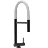 VIZIO Wasserhahn Vorfenster Küchenarmatur Umklappbar 45 CM mit 360° Schwenkbarem Auslauf Abnehmbare 2 Strahl Handbrause Schwarz Matt   Weiß