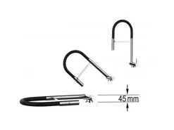 VIZIO Wasserhahn Vorfenster Küchenarmatur Umklappbar 45 CM mit 360° Schwenkbarem Auslauf Abnehmbare 2 Strahl Handbrause Schwarz Matt Weiß