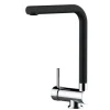 VIZIO Wasserhahn Vorfenster Küchenarmatur Umklappbar 6 CM LINKER HEBEL mit 360° Schwenkbarem L Auslauf Verchromt   Schwarz Granit