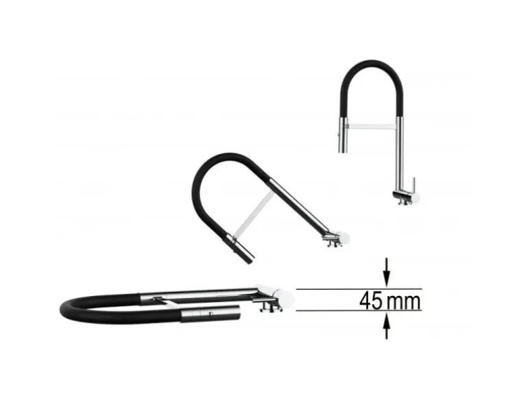 VIZIO Wasserhahn Vorfenster Küchenarmatur Umklappbar 45 CM mit 360° Schwenkbarem Auslauf Abnehmbare 2 Strahl Handbrause Schwarz Matt Türkis