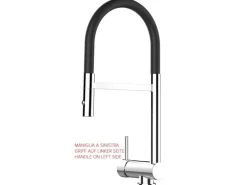 VIZIO Wasserhahn Vorfenster Küchenarmatur Umklappbar 6 CM LINKER HEBEL 360° Schwenkbarem Auslauf Abnehmbare 2 Strahl Brause Verchromt Schwarz