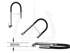 VIZIO Wasserhahn Vorfenster Küchenarmatur Umklappbar 6 CM LINKER HEBEL 360° Schwenkbarem Auslauf Abnehmbare 2 Strahl Brause Verchromt   Schwarz