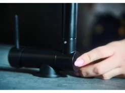 VIZIO Wasserhahn Vorfenster Küchenarmatur Umklappbar 6 CM mit 360° Schwenkbarem Auslauf Abnehmbare 2 Strahl Handbrause Schwarz Matt Türkis