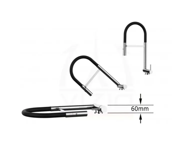 VIZIO Wasserhahn Vorfenster Küchenarmatur Umklappbar 6 CM mit 360° Schwenkbarem Auslauf Abnehmbare 2 Strahl Handbrause Schwarz Matt Türkis