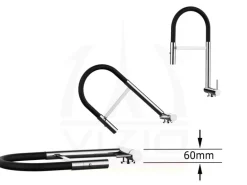 VIZIO Wasserhahn Vorfenster Küchenarmatur Umklappbar 6 CM mit 360° Schwenkbarem Auslauf Abnehmbare 2 Strahl Handbrause Verchromt   Türkis
