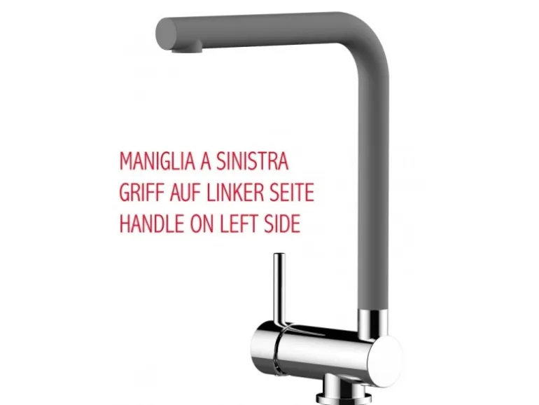 VIZIO Wasserhahn Vorfenster Küchenarmatur Umklappbar 6 CM LINKER HEBEL mit 360° Schwenkbarem L Auslauf Verchromt Zement Granit