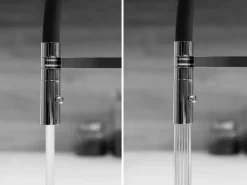 VIZIO Wasserhahn Vorfenster Küchenarmatur Umklappbar 6 CM mit 360° Schwenkbarem Auslauf Abnehmbare 2 Strahl Handbrause Verchromt Gelb