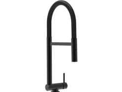VIZIO Wasserhahn Vorfenster Küchenarmatur Umklappbar 45 CM mit 360° Schwenkbarem Auslauf Abnehmbare 2 Strahl Handbrause Schwarz Matt Schwarz