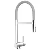 VIZIO Wasserhahn Vorfenster Küchenarmatur Umklappbar 6 CM mit 360° Schwenkbarem Auslauf Abnehmbare 2 Strahl Handbrause Verchromt   Grau