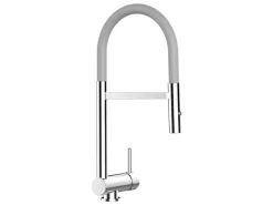 VIZIO Wasserhahn Vorfenster Küchenarmatur Umklappbar 6 CM mit 360° Schwenkbarem Auslauf Abnehmbare 2 Strahl Handbrause Verchromt Grau
