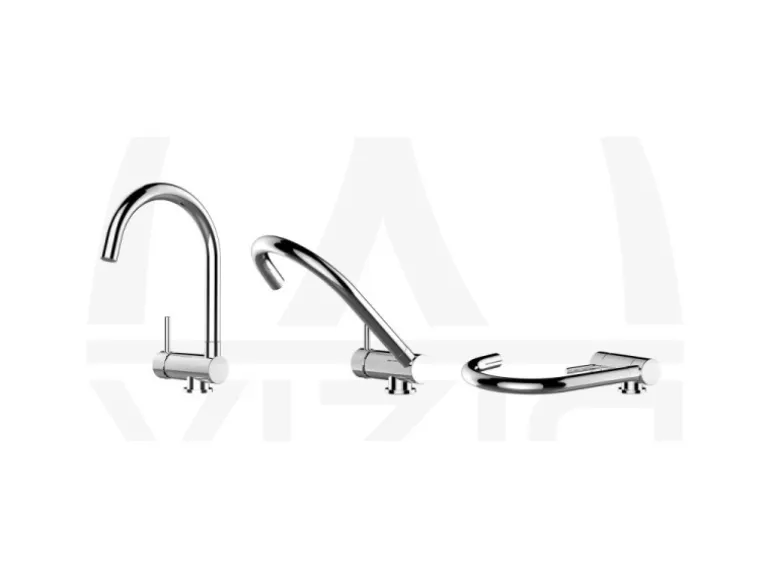 VIZIO Wasserhahn Vorfenster Küchenarmatur Umklappbar 6 CM LINKER HEBEL mit 360° Schwenkbarem U Auslauf Verchromt