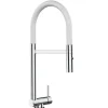 VIZIO Wasserhahn Vorfenster Küchenarmatur Umklappbar 45 CM mit 360° Schwenkbarem Auslauf Abnehmbare 2 Strahl Handbrause Verchromt   Weiß