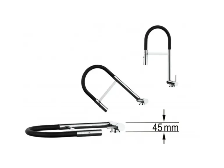 VIZIO Wasserhahn Vorfenster Küchenarmatur Umklappbar 45 CM mit 360° Schwenkbarem Auslauf Abnehmbare 2 Strahl Handbrause Verchromt Weiß