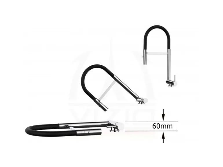 VIZIO Wasserhahn Vorfenster Küchenarmatur Umklappbar 6 CM mit 360° Schwenkbarem Auslauf Abnehmbare 2 Strahl Handbrause Schwarz Matt Rot