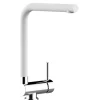 VIZIO Wasserhahn Vorfenster Küchenarmatur Umklappbar 6 CM mit 360° Schwenkbarem L  Auslauf Verchromt   Weiß Granit