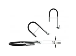 VIZIO Wasserhahn Vorfenster Küchenarmatur Umklappbar 45 CM mit 360° Schwenkbarem Auslauf Abnehmbare 2 Strahl Handbrause Schwarz Matt Orange