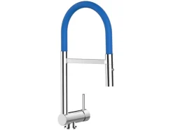 VIZIO Wasserhahn Vorfenster Küchenarmatur Umklappbar 6 CM mit 360° Schwenkbarem Auslauf Abnehmbare 2 Strahl Handbrause Verchromt Blau