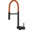 VIZIO Wasserhahn Vorfenster Küchenarmatur Umklappbar 6 CM mit 360° Schwenkbarem Auslauf Abnehmbare 2 Strahl Handbrause Schwarz Matt   Orange