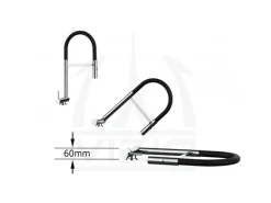 VIZIO Wasserhahn Vorfenster Küchenarmatur Umklappbar 6 CM LINKER HEBEL 360° Schwenkbarem Auslauf Abnehmbare 2 Strahl Brause Schwarz Matt Chrom