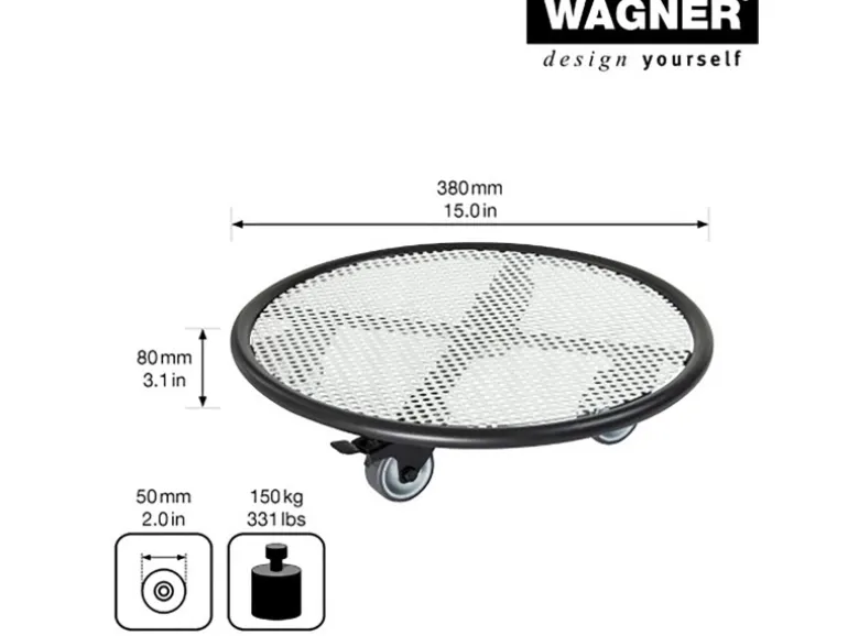 Wagner design Pflanzenroller GH 7017 Ø 38 cm x 8 cm Schwarz-Weiß