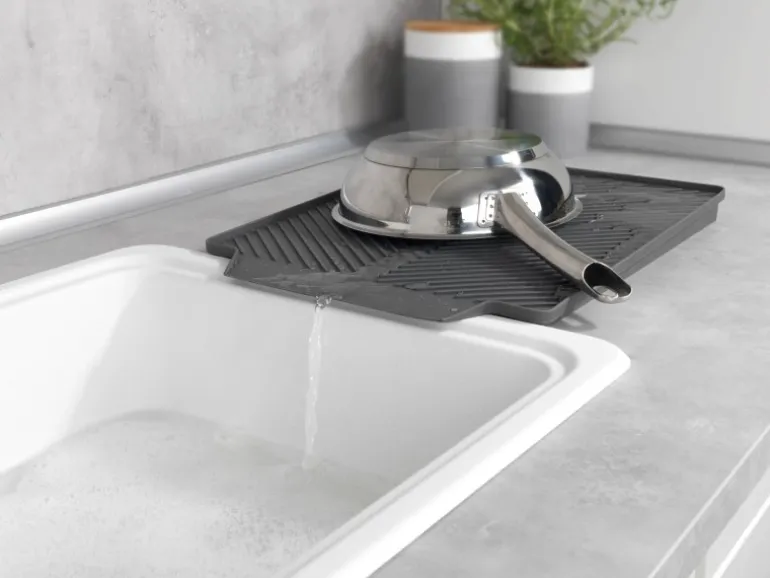 Wenko Abtropfmatte Linea 40 cm x 3 cm x 30 cm Grau