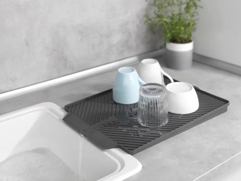 Wenko Abtropfmatte Linea 40 cm x 3 cm x 30 cm Grau