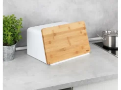 Wenko Brotkasten mit Bambusbrett Weiß