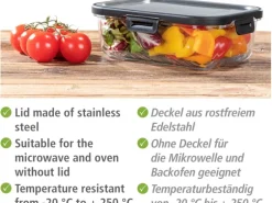 Wenko Glas Frischhaltedose Steel Black Outdoor Kitchen 1 l